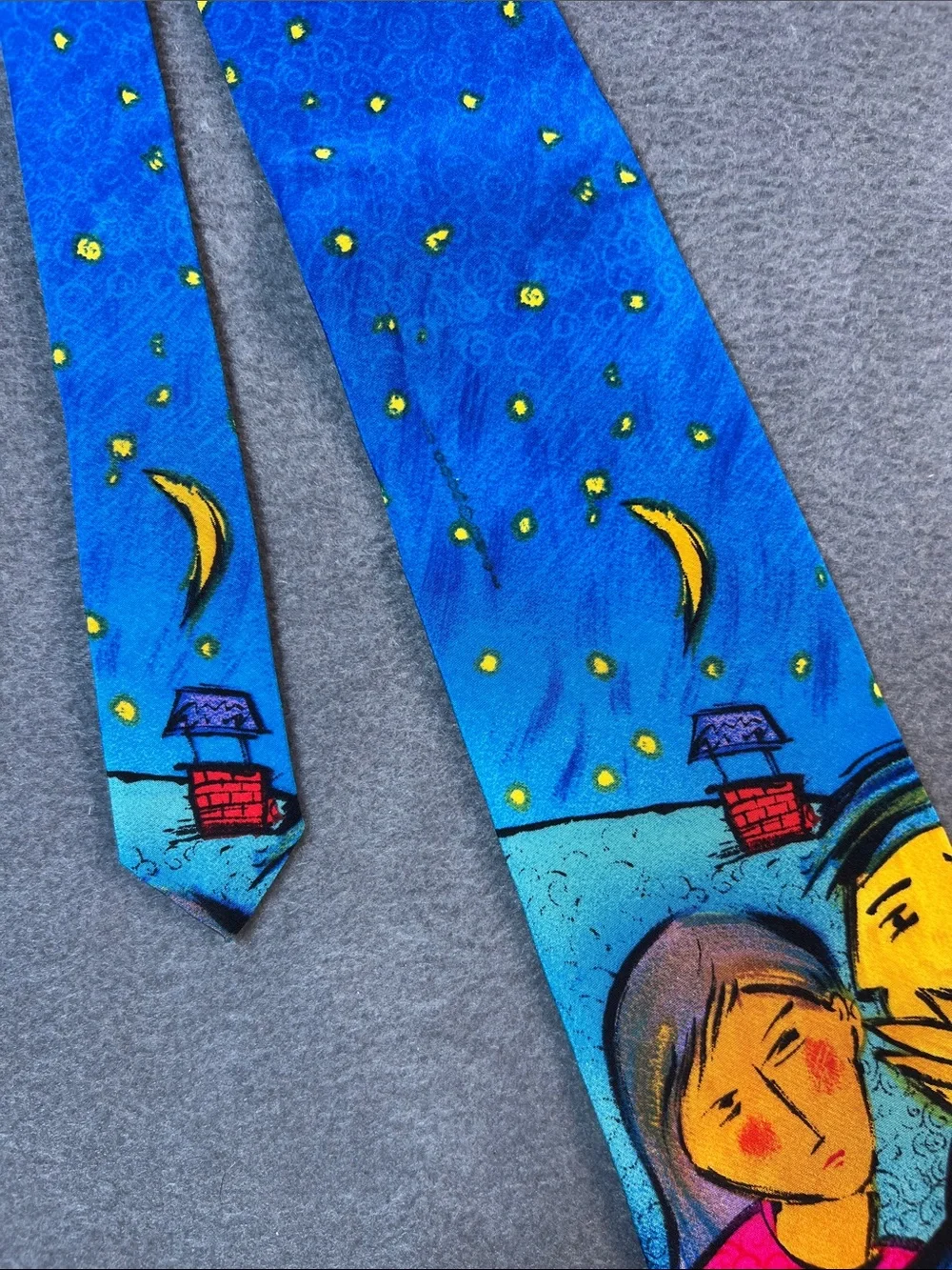 The Beatles Blue & Yellow Illustrated Couples Silk Tie